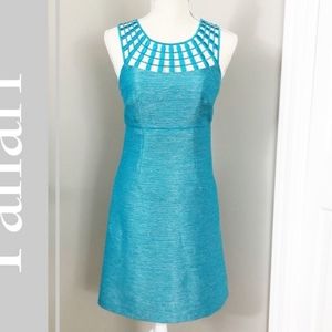 Tahari Teal Metallic Cocktail Dress